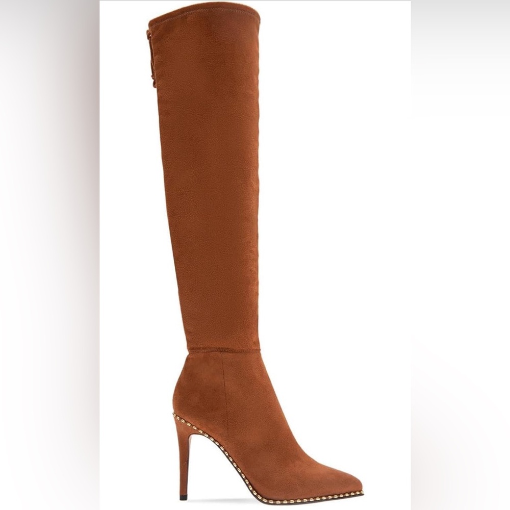 BCBGeneration Women Tall Knee High Boot pointy toe Stiletto Heel camel size 7.5